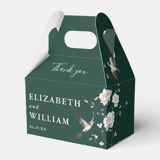 Emerald Green Chinoiserie Floral Wedding Vielen Da Geschenkschachtel (Vorderseite)