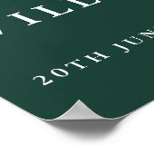 Emerald Green Chinoiserie Wedding Welcome Sign Poster (Ecke)