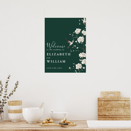 Emerald Green Chinoiserie Wedding Welcome Sign Poster (Küche)