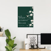 Emerald Green Chinoiserie Wedding Welcome Sign Poster (Heimbüro)
