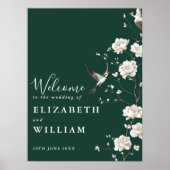 Emerald Green Chinoiserie Wedding Welcome Sign Poster (Vorne)