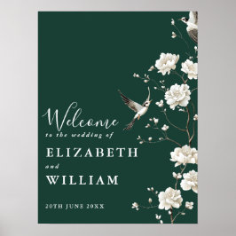 Emerald Green Chinoiserie Wedding Welcome Sign Poster