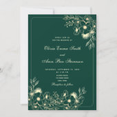 Emerald Green Classic QR Code Wedding Einladung (Vorderseite)