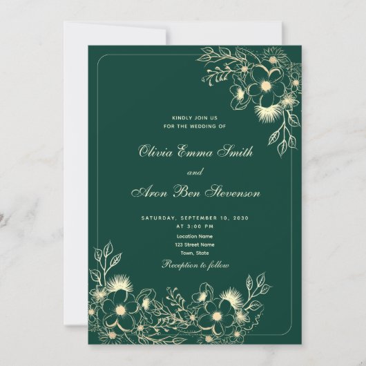 Emerald Green Classic QR Code Wedding Einladung (Vorderseite)