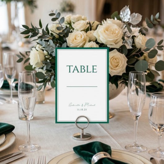 Emerald Green Classic Wedding Table Number Tischnummer