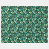 Emerald Green Clover Floral Pattern Fleecedecke (Vorderseite (Horizontal))