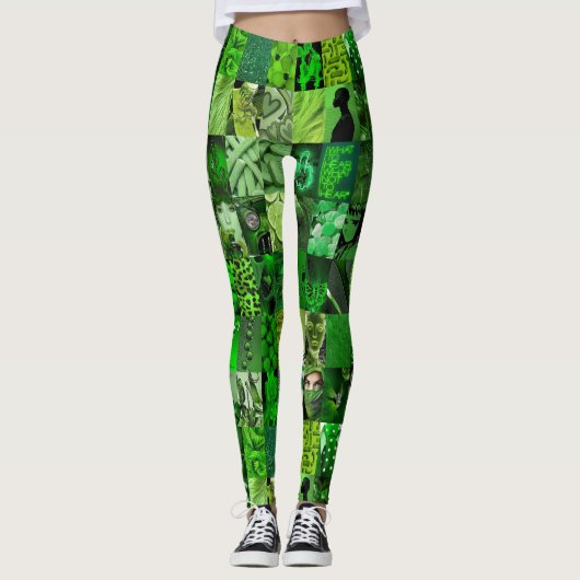 Emerald Green Collage Leggings (Vorderseite)