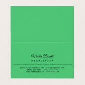Emerald Green Color Schlicht Minimalistisch Visitenkarten (Außenseite Aufgefaltet)