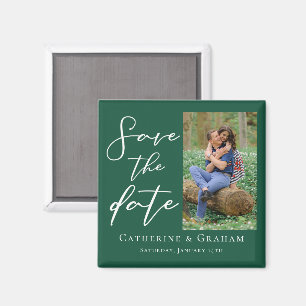 Emerald Green Couple Foto Forest Save the Date Magnet
