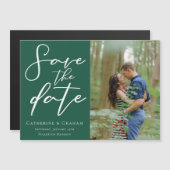 Emerald Green Couple Foto Speichern Sie das Datums Magnetkarte (Vorne/Hinten)