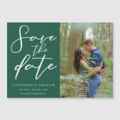 Emerald Green Couple Foto Speichern Sie das Datums Magnetkarte (Vorderseite)