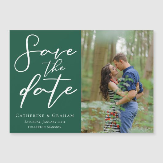 Emerald Green Couple Foto Speichern Sie das Datums Magnetkarte (Vorderseite)