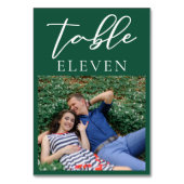 Emerald Green Couple Foto Wedding Tischnummer (Vorderseite)