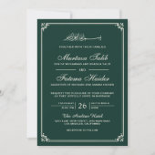 Emerald Green Cream Border Muslim Wedding Einladung (Vorderseite)