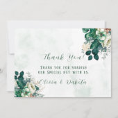 Emerald Green Cream Florals Vielen Dank an Ihre Ka Einladung (Vorderseite)