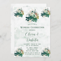 Emerald Green Cream Florals Wedding Celebration