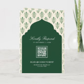 Emerald Green Cream Ikat All in One Indian Wedding Einladung (Rückseite)