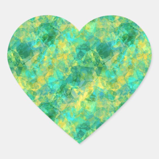 Emerald Green Crumpled Texture Herz-Aufkleber (Vorderseite)