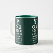 Emerald Green Custom Message Fun Eyesight Chart Zweifarbige Tasse (Vorderseite Links)