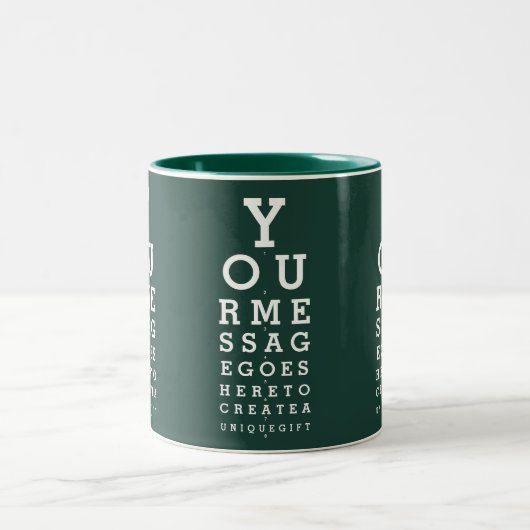 Emerald Green Custom Message Fun Eyesight Chart Zweifarbige Tasse (Mittel)