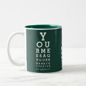Emerald Green Custom Message Fun Eyesight Chart Zweifarbige Tasse (Links)