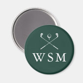 Emerald Green Custom Monogram Golf Clubs Magnet (Vorderseite/Rückseite)