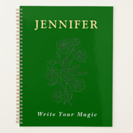 Emerald Green Custom Name Notebook – Fresh & Elega Planer