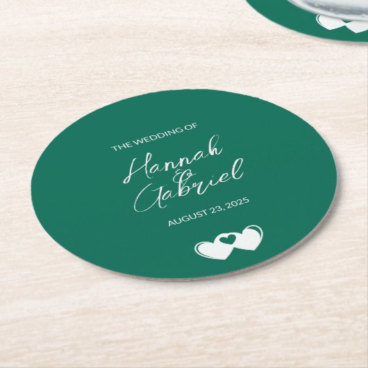 Emerald Green Custom Wedding Runder Pappuntersetzer (Angewinkelt)