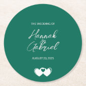 Emerald Green Custom Wedding Runder Pappuntersetzer (Vorderseite)