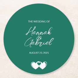 Emerald Green Custom Wedding Runder Pappuntersetzer