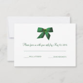 Emerald Green Damask Wedding RSVP Card Karte (Rückseite)