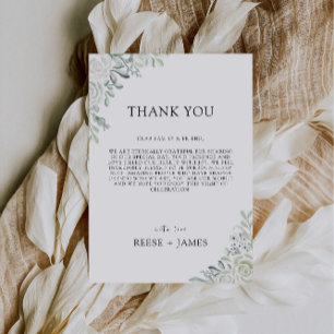 Emerald Green Danke Letter, Napkin Note Menu Menükarte