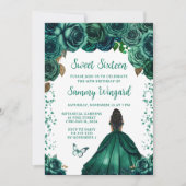 Emerald Green Dark Skin Princess 16 . Geburtstag Einladung (Vorderseite)