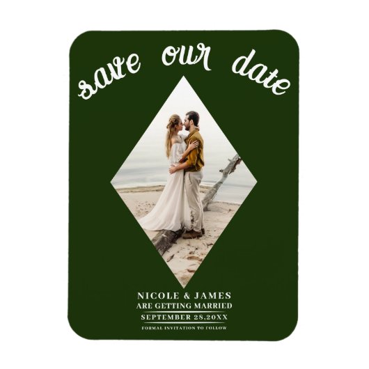 Emerald Green Diamond Foto Wedding Save the Date Magnet (Vertikal)