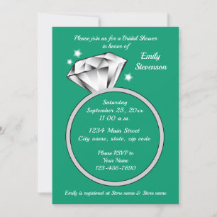 Emerald green Diamond Ring Brautparty Einladung