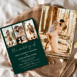 Emerald Green Die Hochzeit von Foto Minimalistisch Einladung