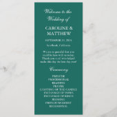 Emerald Green Dinner Moderne Minimalistische Hochz Programm (Vorderseite)