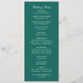 Emerald Green Dinner Moderne Minimalistische Hochz Programm (Rückseite)