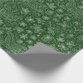 Emerald Green Doodle Christmas Sleigh Pattern Geschenkpapier (Ecke)
