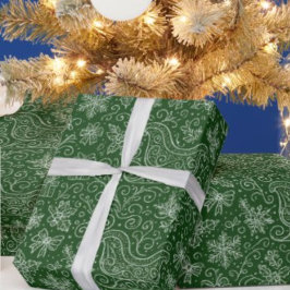 Emerald Green Doodle Christmas Sleigh Pattern Geschenkpapier