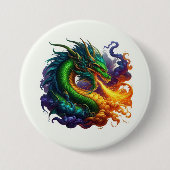 Emerald Green Dragon Breaating Fire Button (Vorderseite)