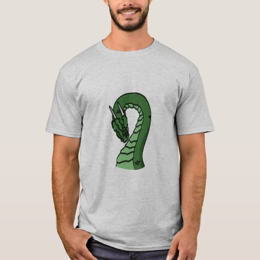 Emerald Green Dragon Fantasy Emblem T-Shirt (Vorderseite)