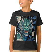 Emerald Green Dragon Print T - Shirt