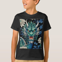 Emerald Green Dragon Print T - Shirt