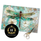 Emerald Green Dragonfly Vintag Floral Decoupage Seidenpapier