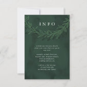 Emerald Green Dramatic Wedding Information RSVP Karte (Vorderseite)