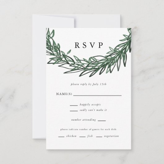Emerald Green Dramatic Wedding Vertical RSVP Cards (Vorderseite)