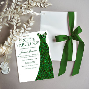 Emerald Green Dress 60 & Fabulous 60. Geburtstag Einladung