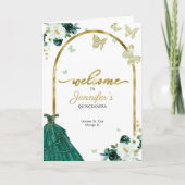 Emerald Green Dress Floral Quinceanera Programs Programm (Vorderseite)