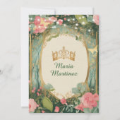 Emerald Green Dress Gold Floral Forest Mis Quince Einladung (Rückseite)